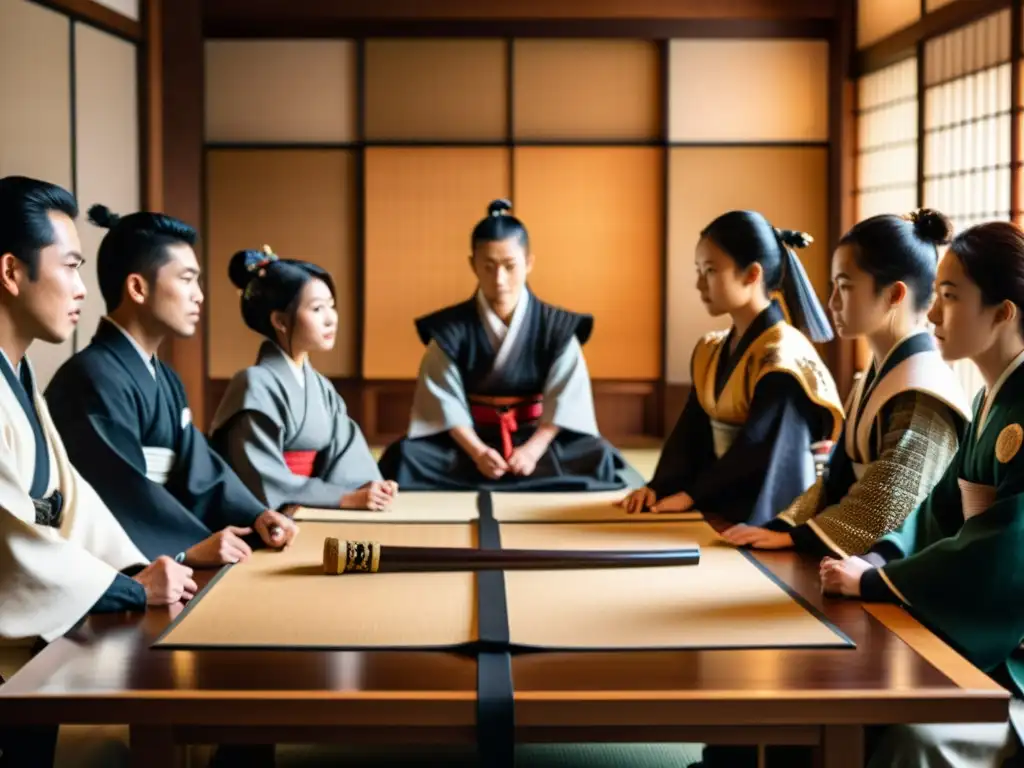 Un animado debate sobre las 'Verdades y mitos de samuráis' en un dojo japonés lleno de artefactos históricos