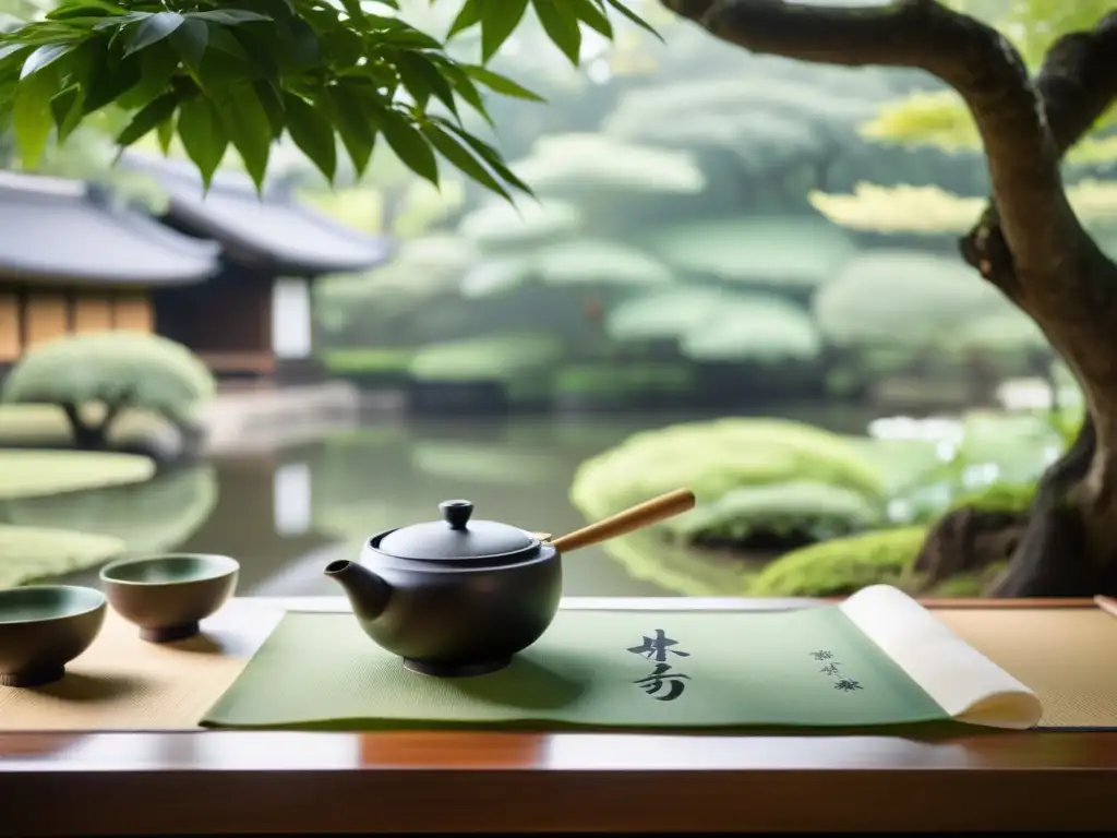 En un apacible jardín, una ceremonia japonesa muestra la poesía en ceremonias samuráis con movimientos gráciles y detalles meticulosos