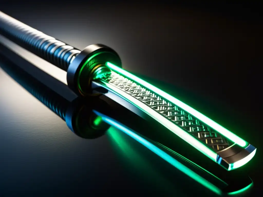 Dos armas legendarias: una katana japonesa y un sable de luz, representando las influencias samurái en Star Wars