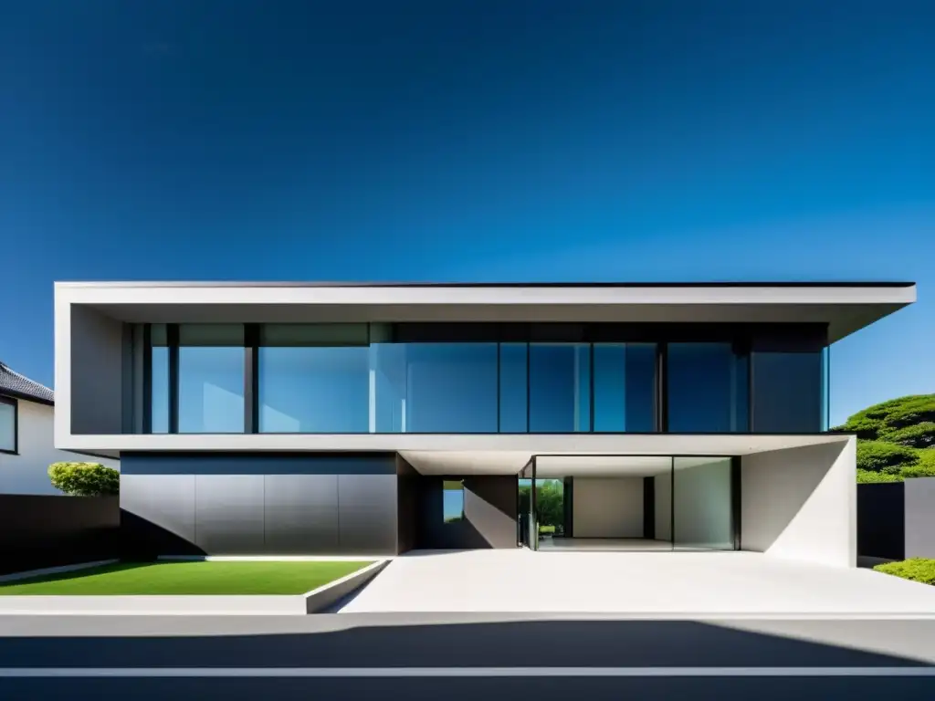 Arquitectura samurái moderna funcional: un edificio minimalista y elegante se integra armoniosamente con la naturaleza en un entorno impresionante