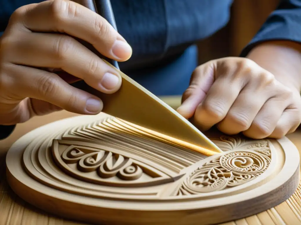 Un artesano japonés talla con precisión un arco Yumi, revelando los orígenes del arco japonés Kyudo en su meticuloso trabajo