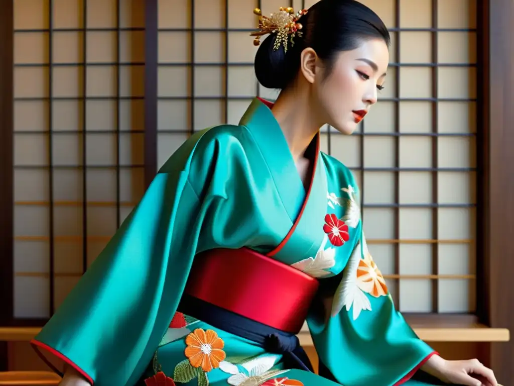 Artesano crea kimono tradicional japonés junto a estilo kimono samurai moderno, fusionando elegancia clásica con sofisticación contemporánea