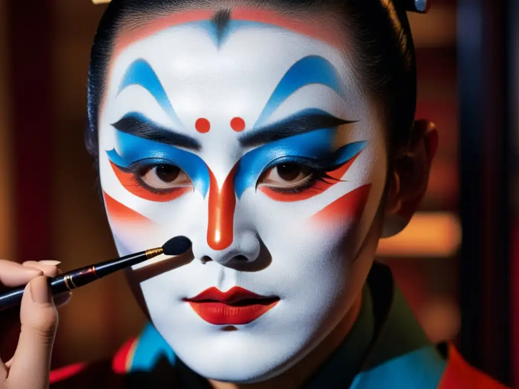 Un artista de Kabuki aplica técnicas modernas, fusionando tradición y arte contemporáneo, con un enfoque dedicado