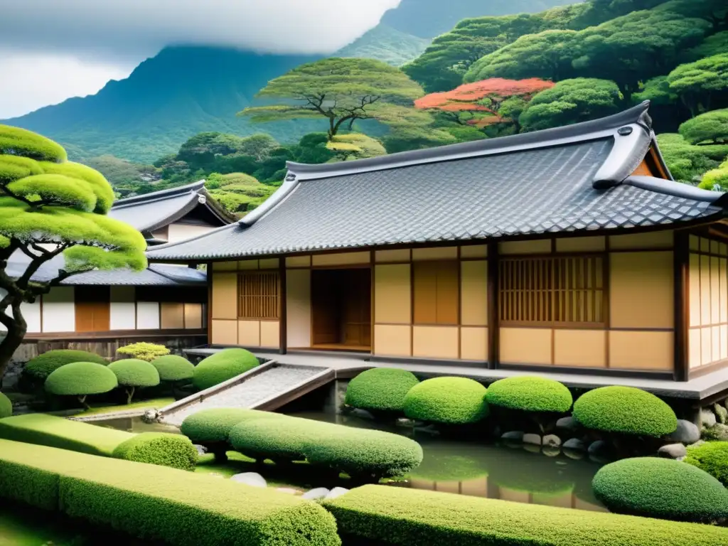 Barrios históricos de los samuráis en Chiran, Kagoshima: casas y jardines samuráis preservados con paisajes serenos y colinas onduladas al fondo