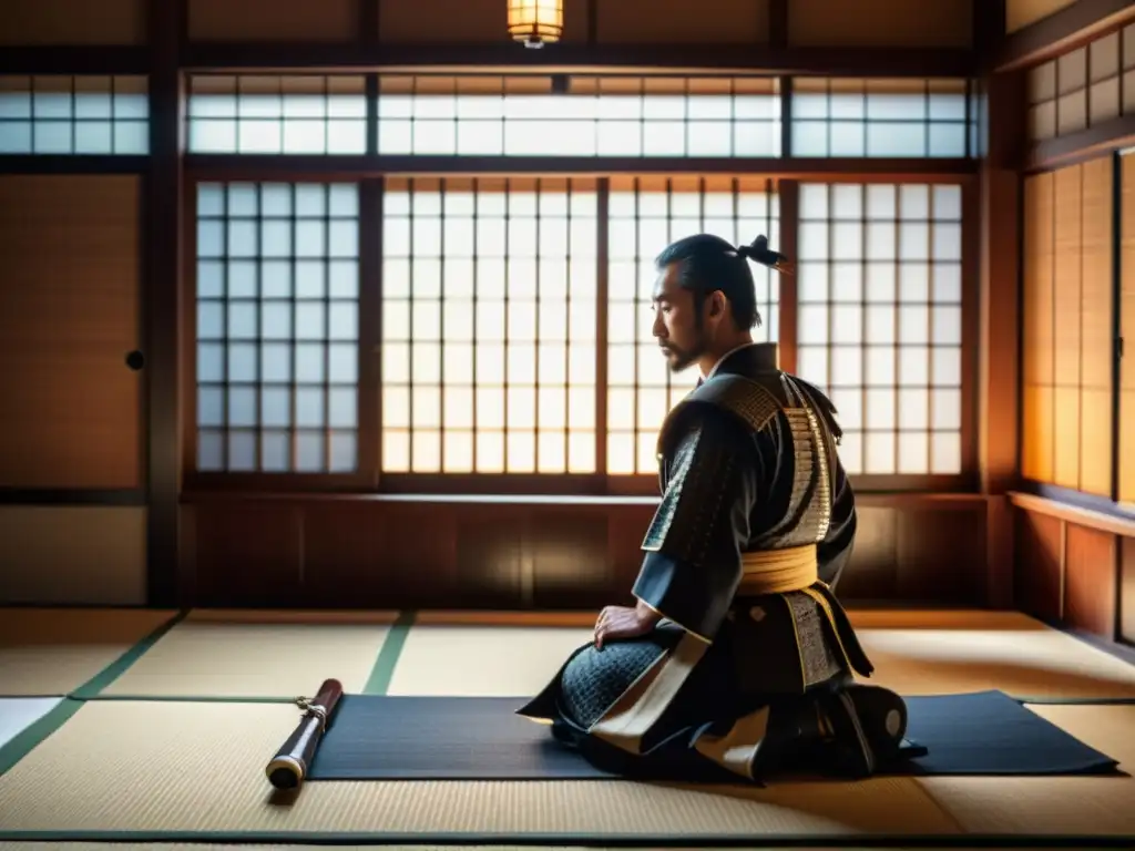 Fusión del Bushido Samurai y Jesuita: Conversación solemne entre samurái y sacerdote en atmósfera contemplativa y serena