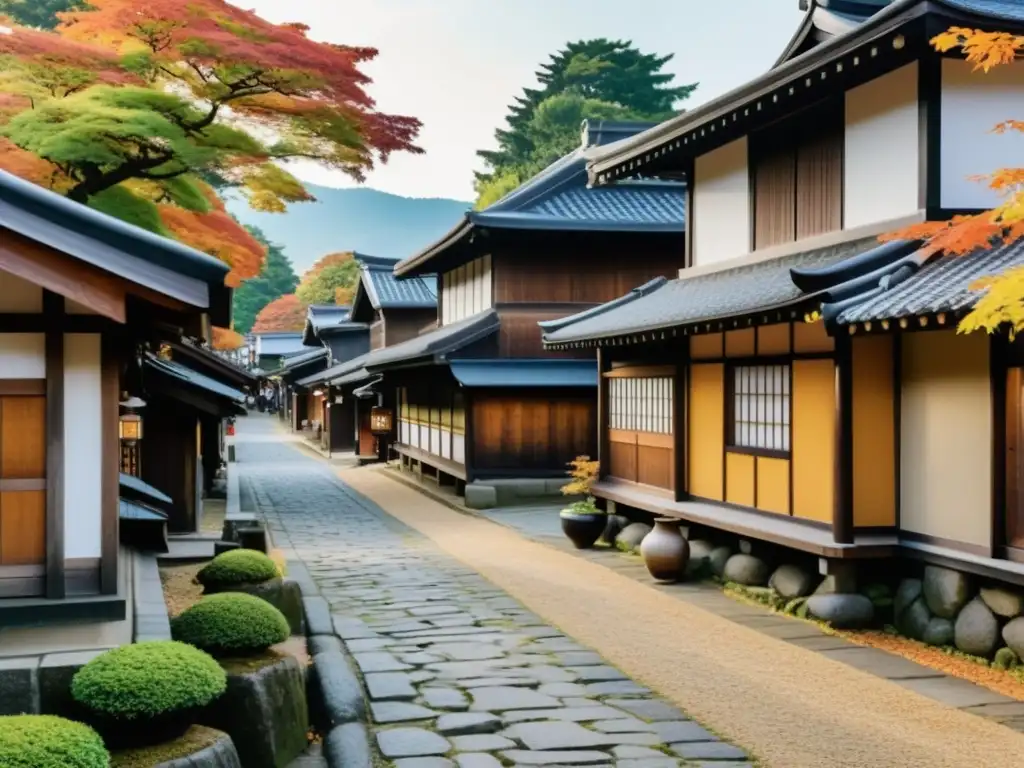 Calles históricas de Kakunodate, con arquitectura samurái, tiendas de madera y visitantes paseando entre el follaje otoñal