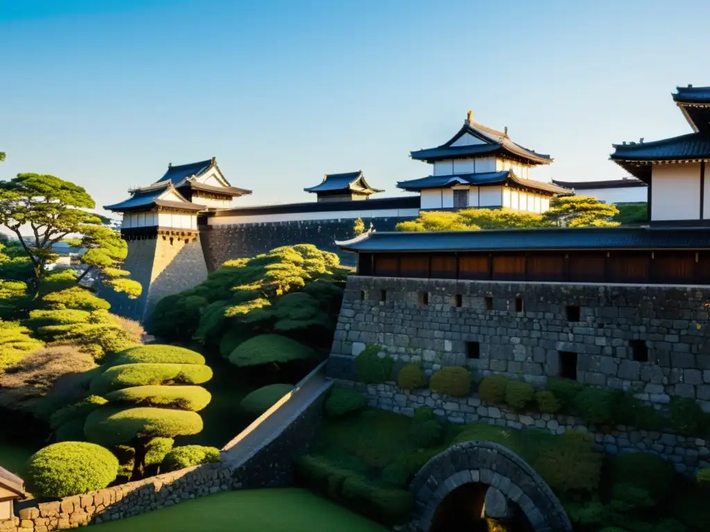 El Castillo de Edo, una fortaleza imponente con muros de piedra y torres de vigilancia, contrasta con el skyline moderno de Tokio