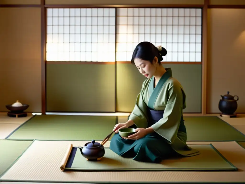 Exquisita ceremonia del té japonés: tradición y elegancia Una ceremonia del té japonesa captura la elegancia del legado samurái en Japón actual