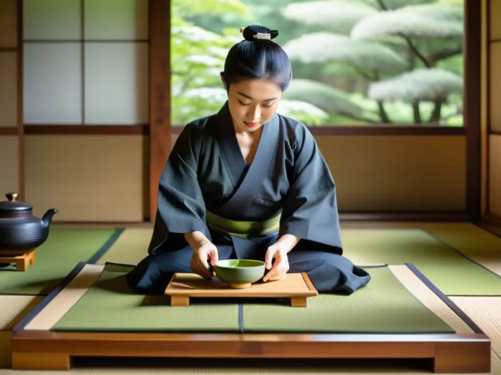 Una ceremonia del té japonesa en una residencia samurái en Tsuwano con descendientes de los samuráis en pueblos históricos