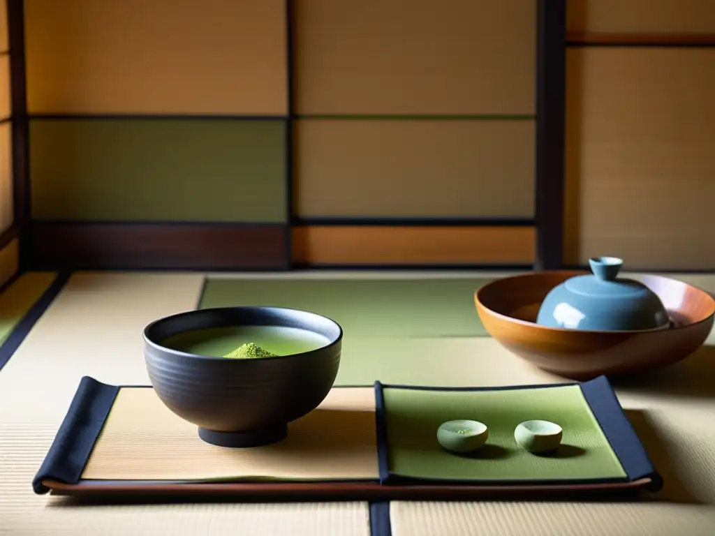 Una ceremonia del té japonesa se desarrolla en un tatami minimalista