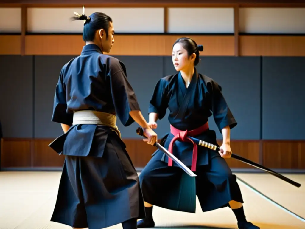 Dos competidores de Iaido en un momento tenso, listos para demostrar sus habilidades con la espada japonesa