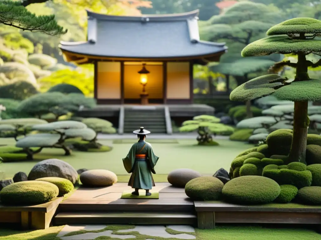 Un jardín de piedra cubierto de musgo en un templo japonés