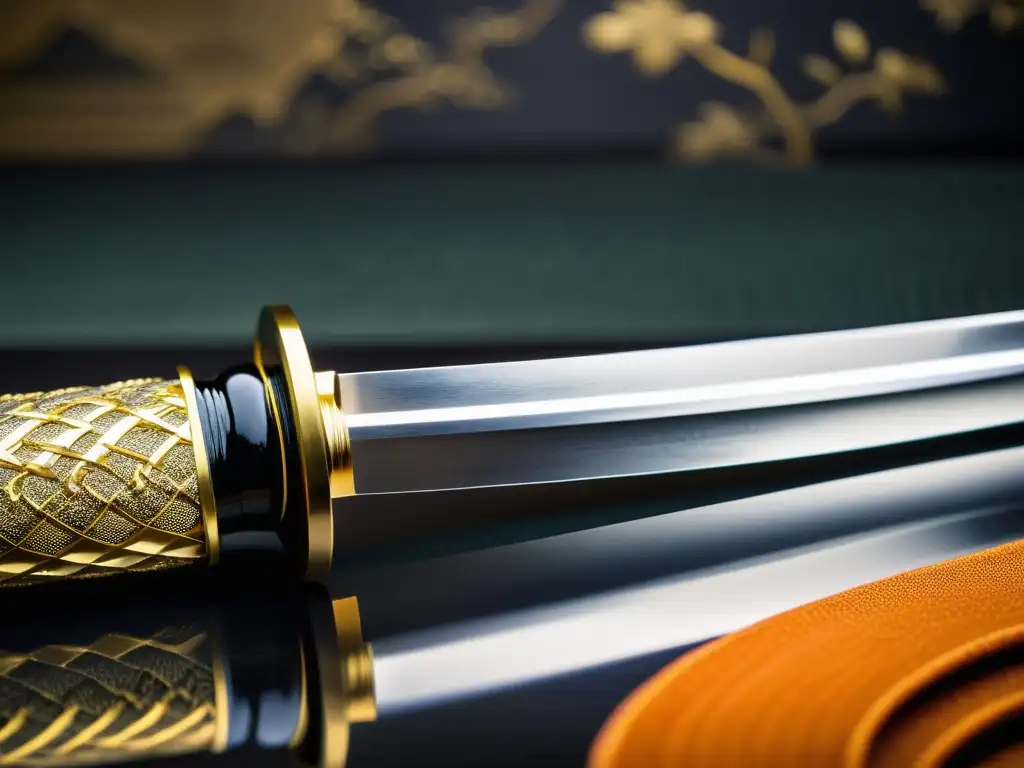 Detallada imagen de una katana tradicional, resaltando su artesanía y simbolismo cultural