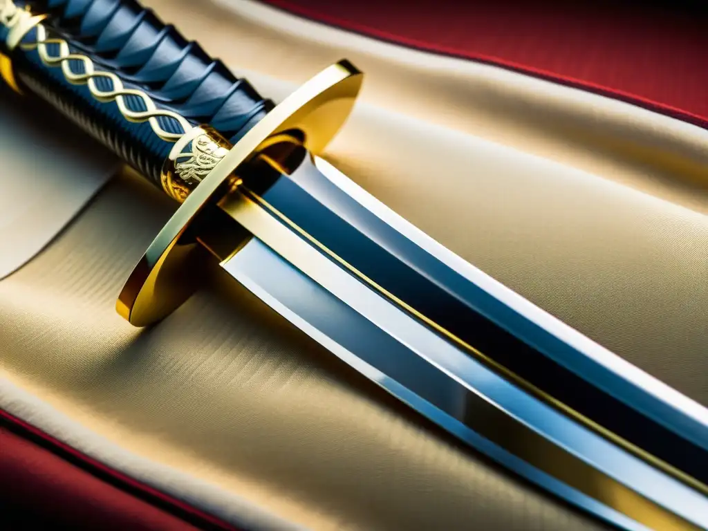 Detallado katana japonesa, reflejando la dedicación samurái a la perfección y la filosofía samurái en el mundo moderno