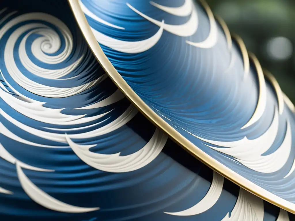 Detalle de armadura samurái con grabados de viento, capturando el equilibrio naturaleza-armaduras samurái