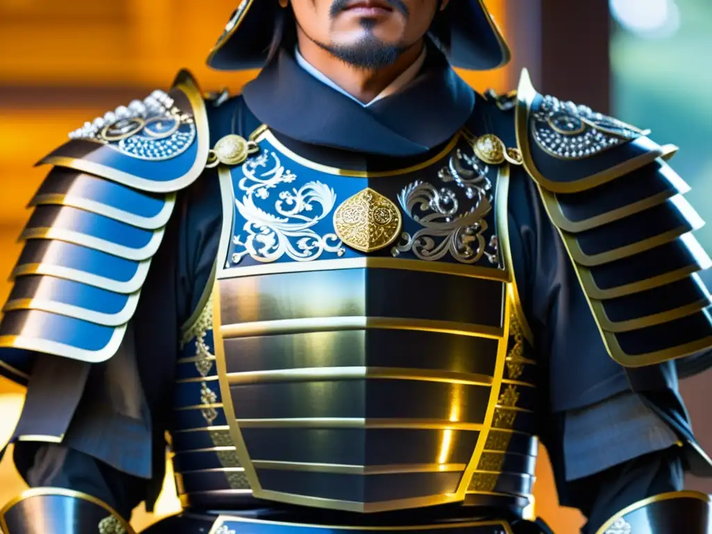 Detalle del icónico y elaborado armadura de Date Masamune en Tohoku, reflejando su legado histórico y cultural