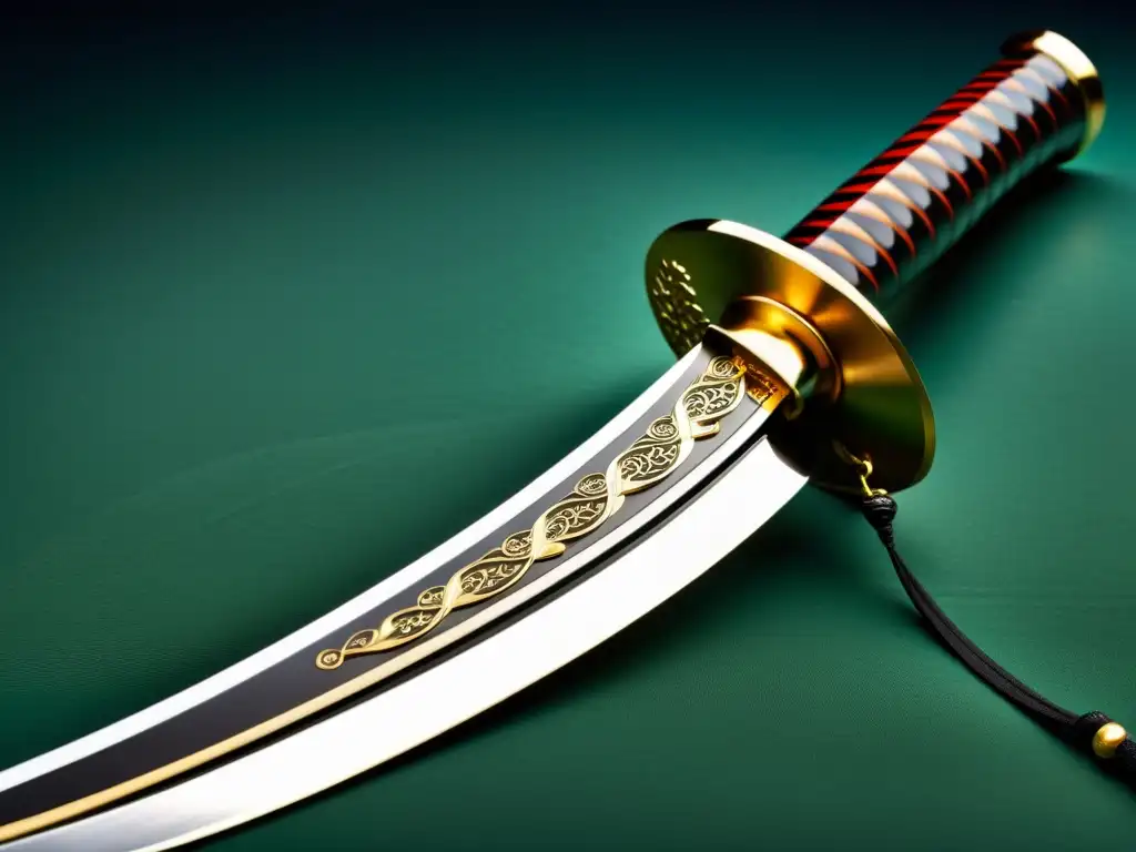 Detalle de la elegante y poderosa naginata japonesa, símbolo de la tradición marcial y disciplina, en alta resolución