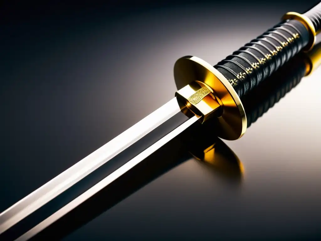 Detalle de espada katana japonesa, símbolo de disciplina y concentración mental de prácticas samuráis