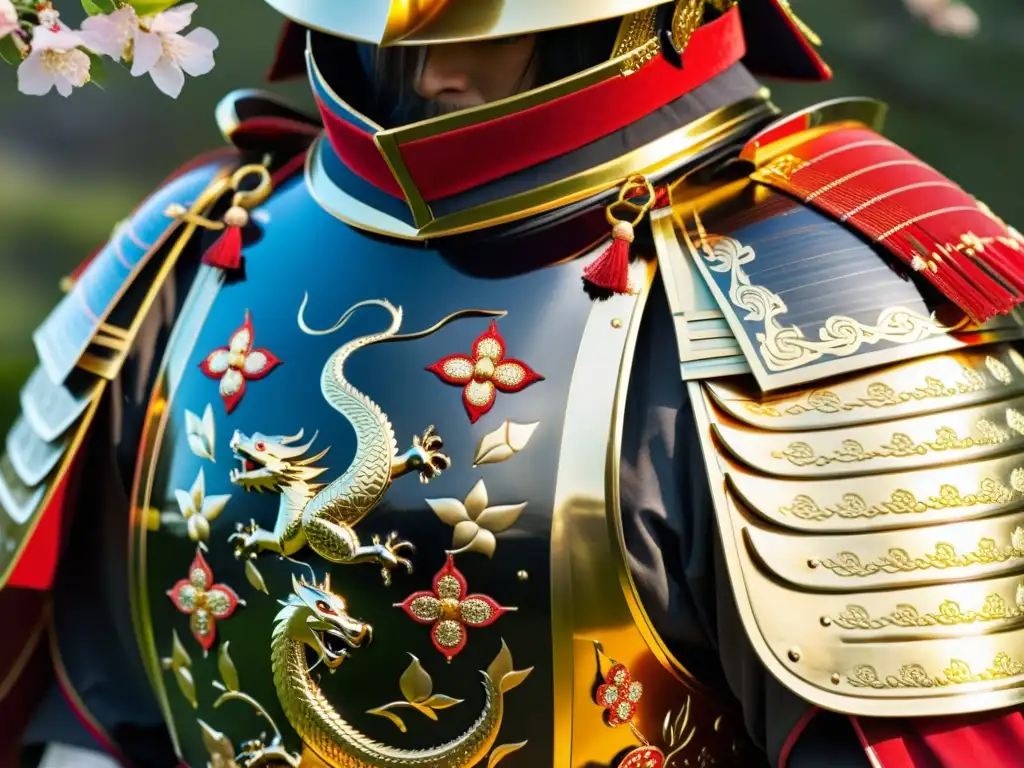 Detalle impresionante de la armadura samurái de Date Masamune, reflejo de la influencia del Bushido en armaduras