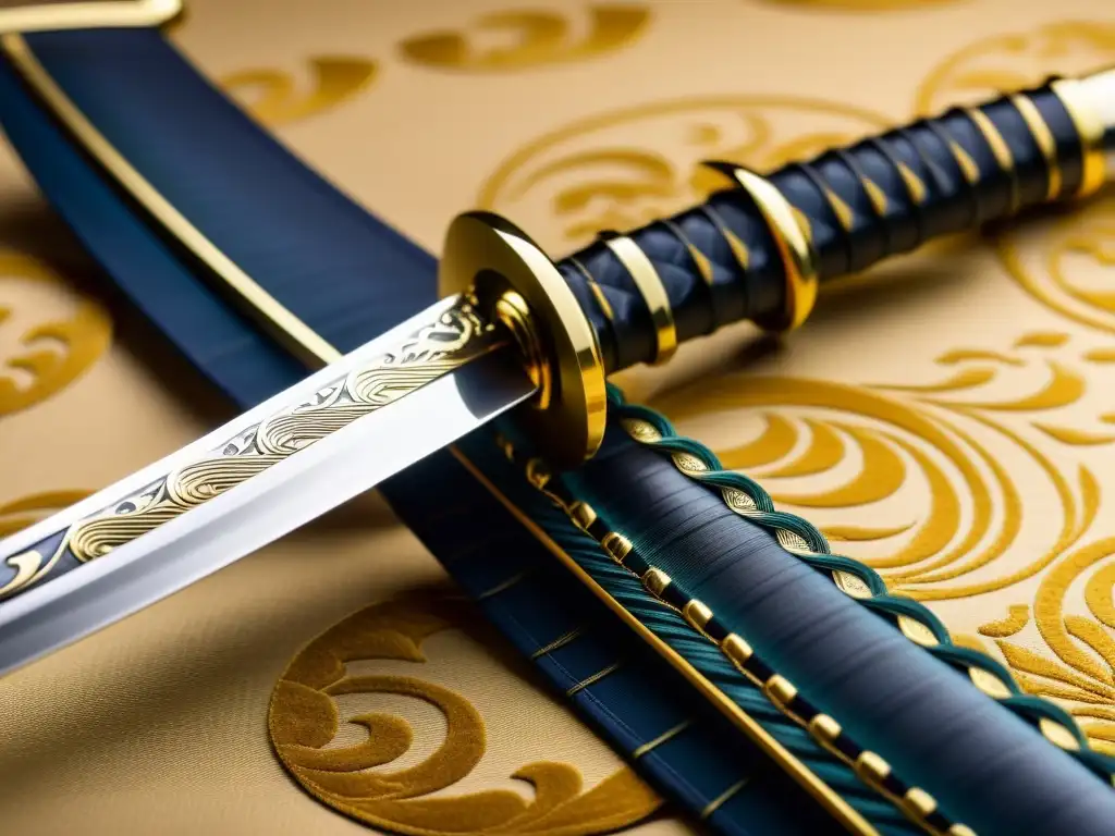 Detalle impresionante de la espada katana samurái, reflejando la historia y elegancia letal de los asesinatos históricos samuráis