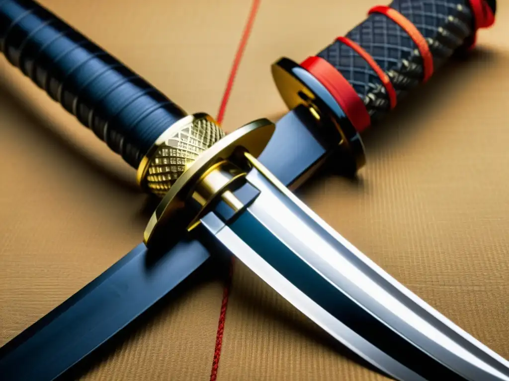 Detalle impresionante de un wakizashi japonés, reflejando su significado y ritual del Seppuku