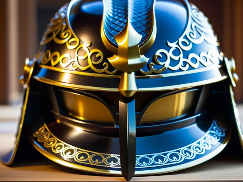 Kabuto samurái: arte y tradición japonesa Detalle impresionante del kabuto samurái, reflejando tácticas jesuitas en la cultura samurái