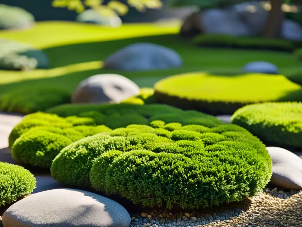 Detalle increíble de un jardín japonés tradicional, con estética samurái en la arquitectura paisajística