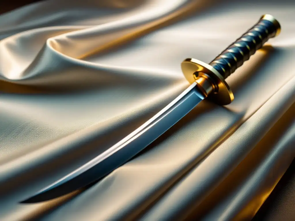 Detalle de katana japonesa tradicional con importancia en artes marciales