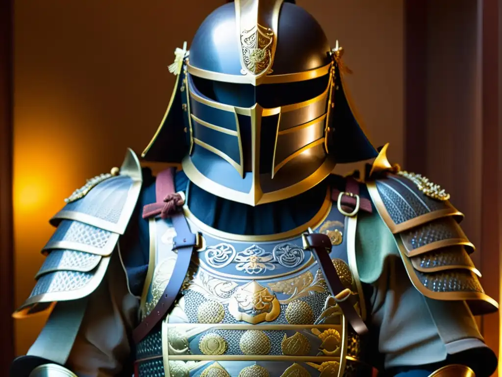 Armadura samurái: detalle y artesanía Detalle del samurái japonés en exhibición, resaltando la artesanía y significado histórico del icónico atuendo