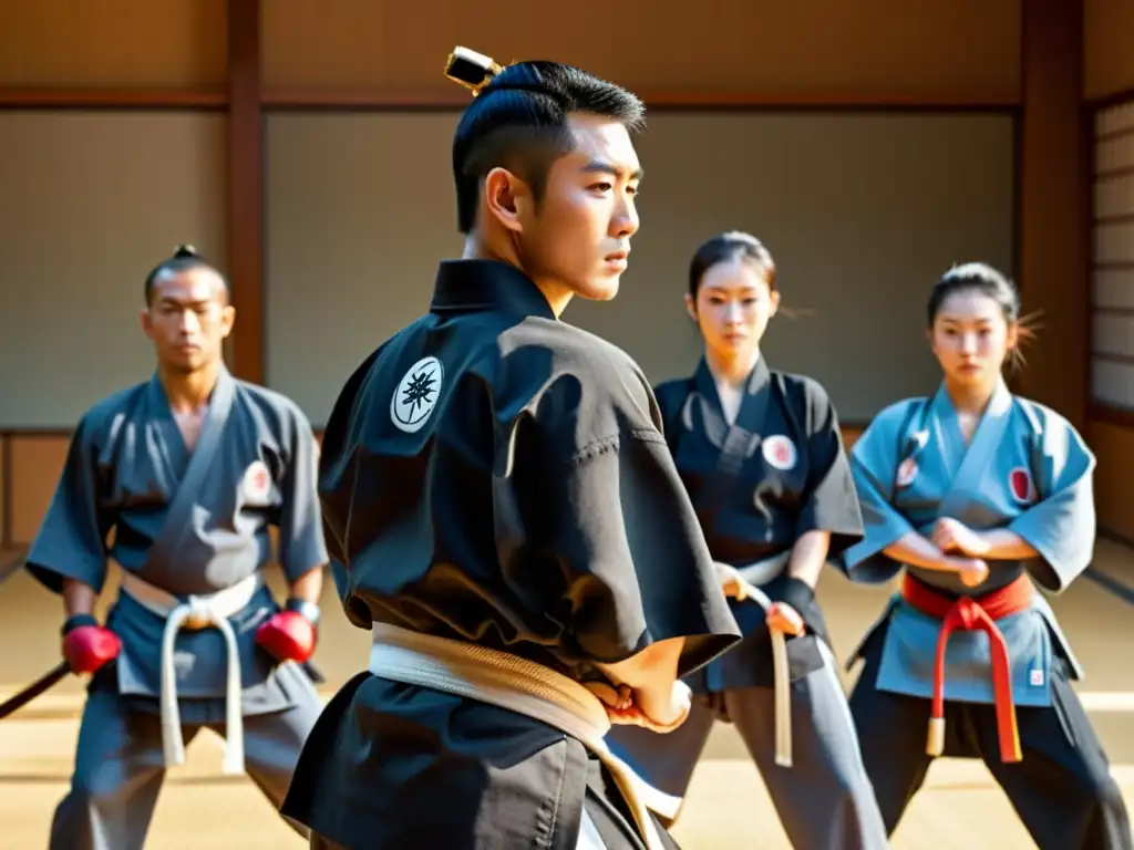 Un dojo japonés iluminado por el sol alberga la rutina diaria del Bushido