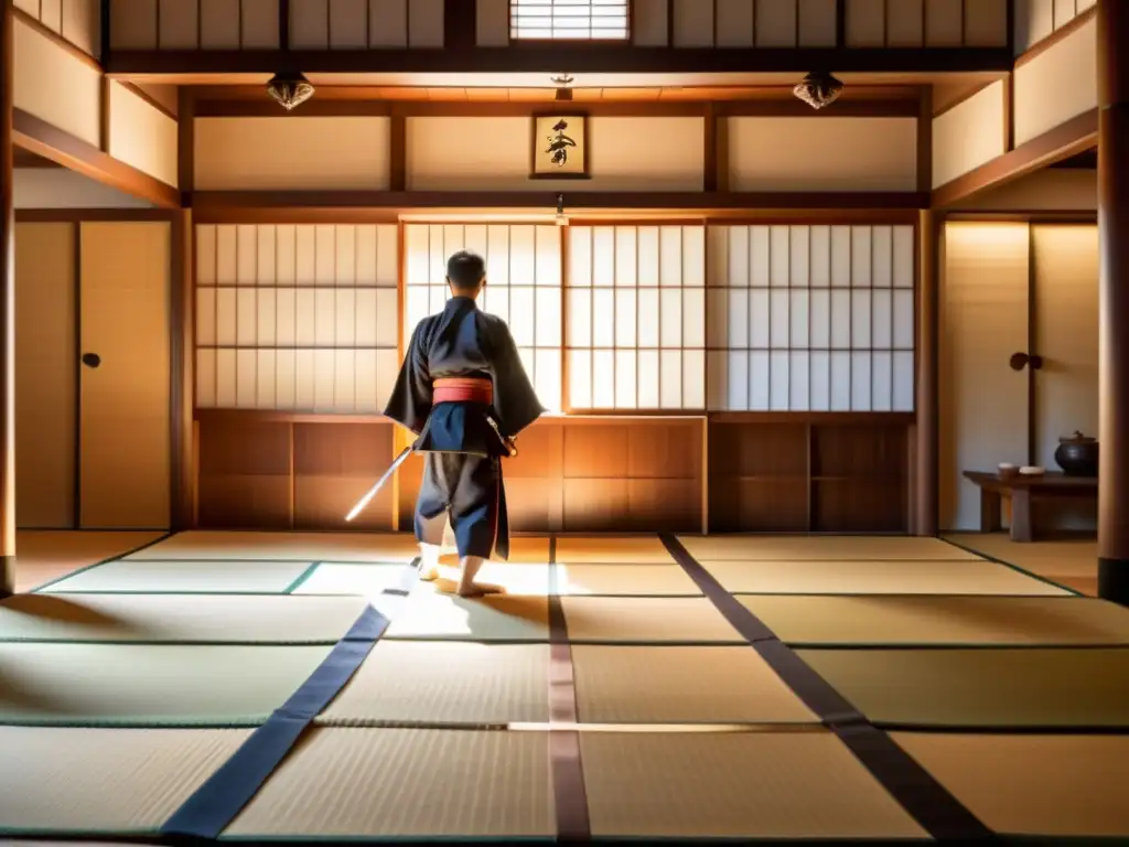 Enseñanzas inspiradoras de samuráis: Tradicional dojo japonés, estudiantes practicando kendo con su sensei