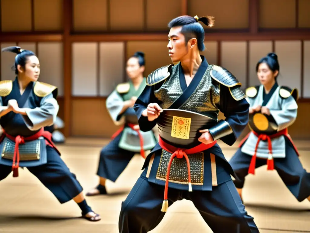 Entrenamiento de artes marciales con réplicas de Yoroi Samurái historia, destacando la artesanía y la tradición samurái