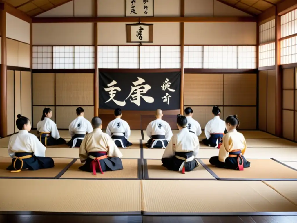 Entrenamiento marcial en dojo japonés con Ética Samurai