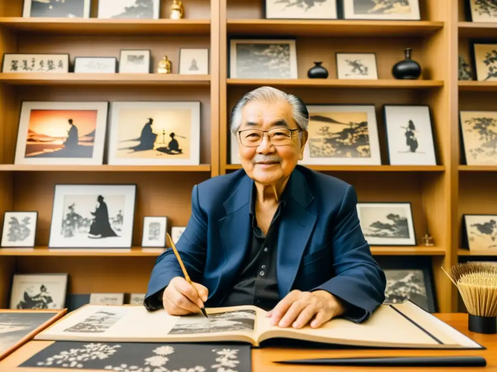 Kazuo Koike en su estudio, dedicado a su icónica serie 'Lone Wolf and Cub