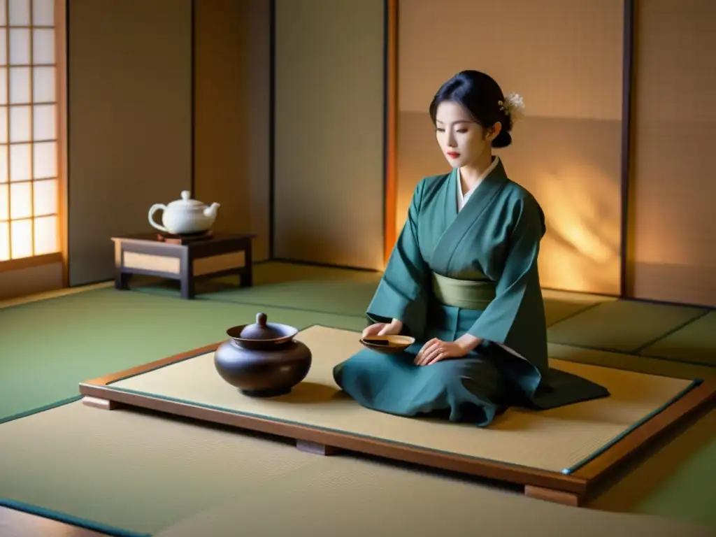 Experiencia serena de la ceremonia del té japonés, reflexiones filosóficas sobre el samurai