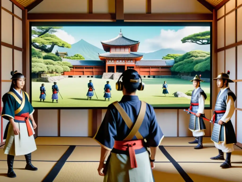 Exploración del castillo samurái en apps de realidad aumentada para samurái, inmersión cultural en entorno japonés tradicional