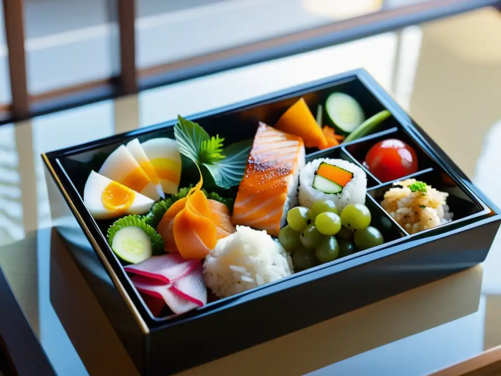 Una exquisita comida samurái, con bento japonés y papel en rituales samurái, orden y color