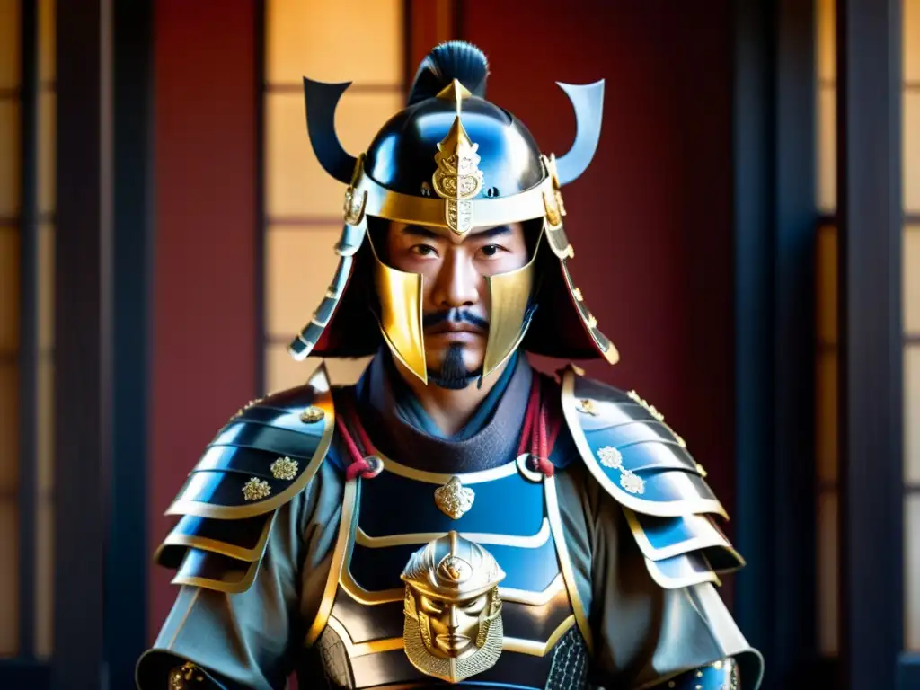 Un guerrero samurái destacado en su armadura tradicional, mostrando valentía y honor