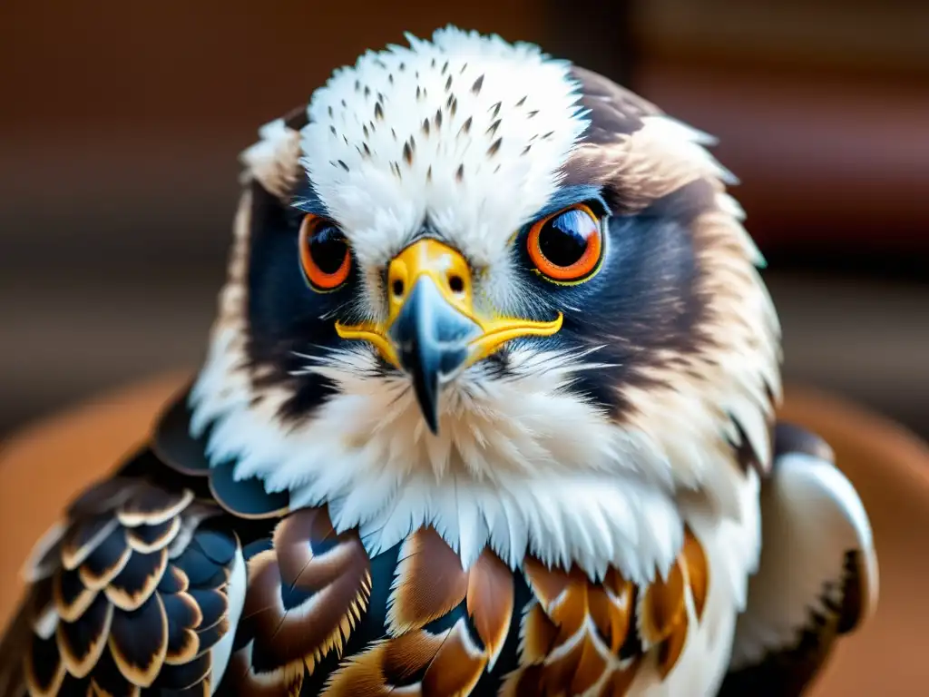 Halcones en la caza samurái: Majestuoso halcón en el guante de un samurái, listo para cazar con intensa mirada y paisaje de montañas