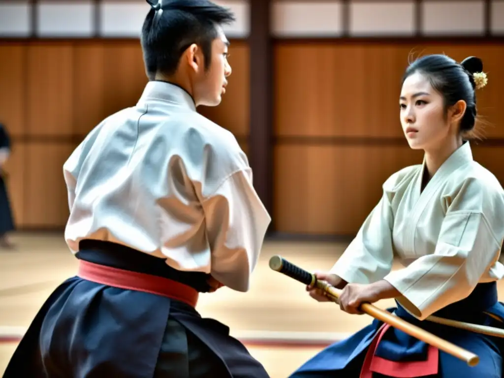 Competición de Iaido: dos competidores con katanas listas, concentración y tradición japonesa