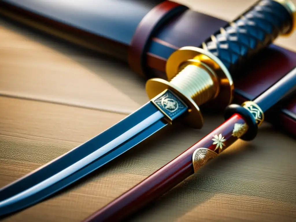 Una imagen detallada de una katana japonesa tradicional muestra la artesanía y simbolismo de esta arma icónica de la cultura samurái