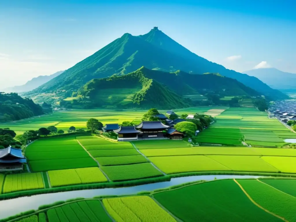 Imagen documental de Shimabara, Japón, con el Castillo Shimabara en la distancia, evocando la histórica Rebelión Campesinos Shimabara Japón