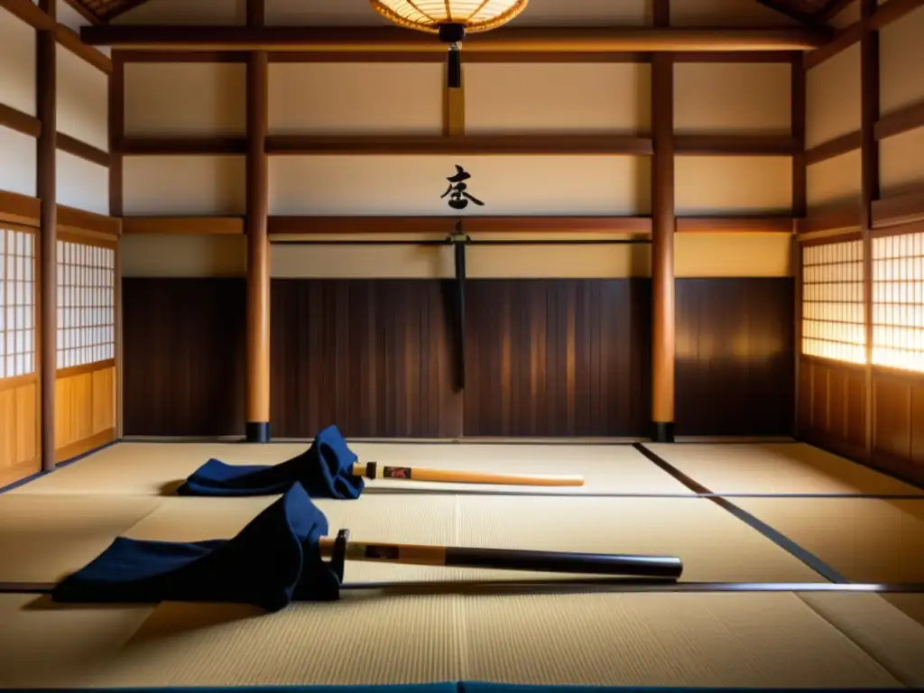 Una imagen del histórico dojo de Kendo de Chiba Shusaku, con estudiantes dedicados practicando