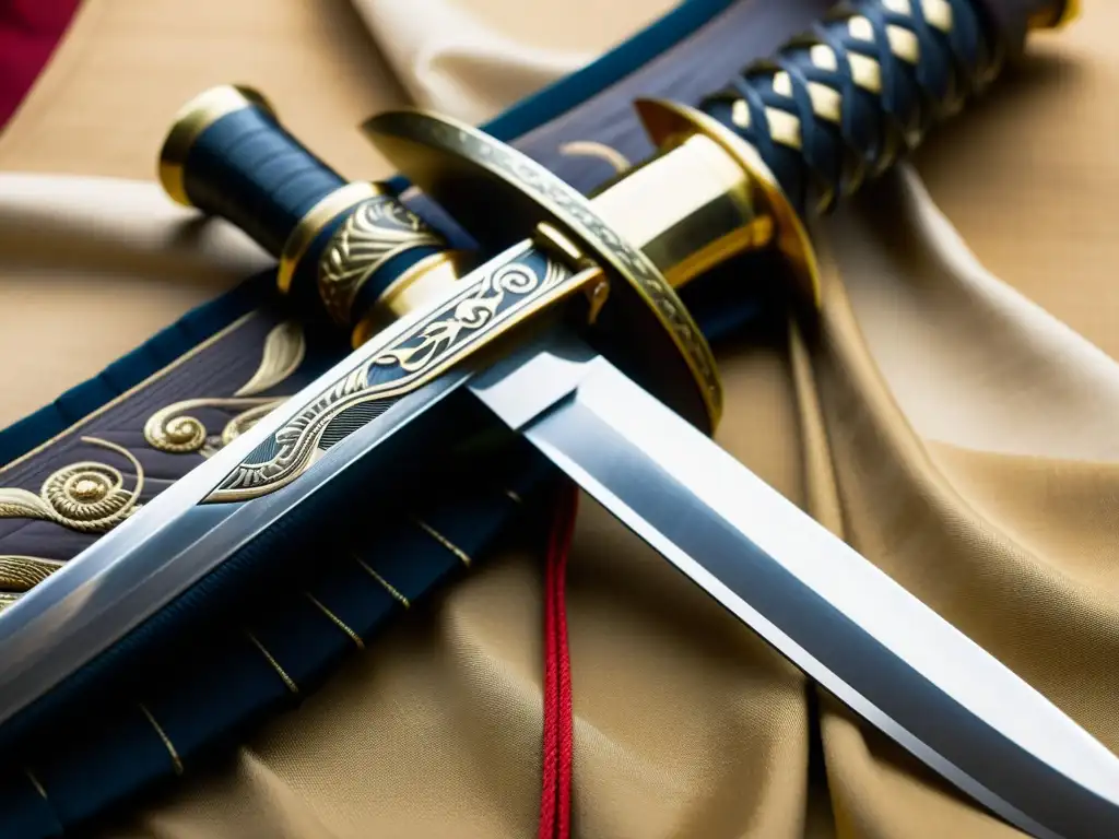 Una imagen de alta resolución de una espada Wakizashi desgastada con detalles únicos, transmitiendo la herencia y tradición de la espada samurái