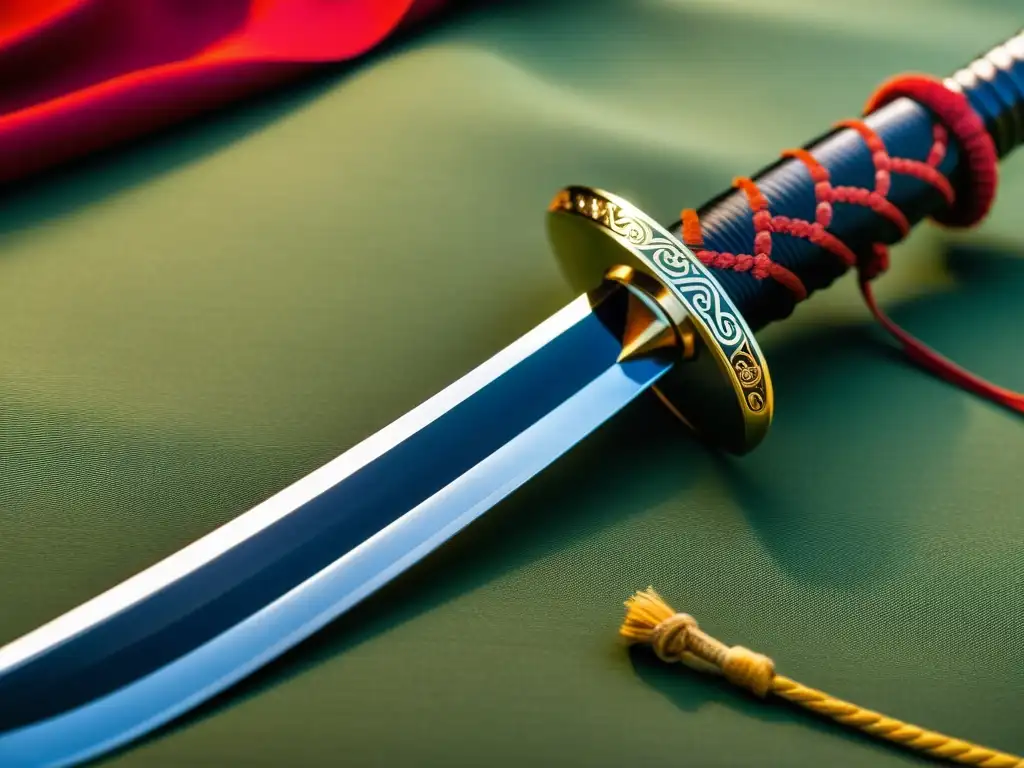 Una imagen de alta resolución de un Wakizashi tradicional, con detalles intrincados en la empuñadura, guardamanos y hoja