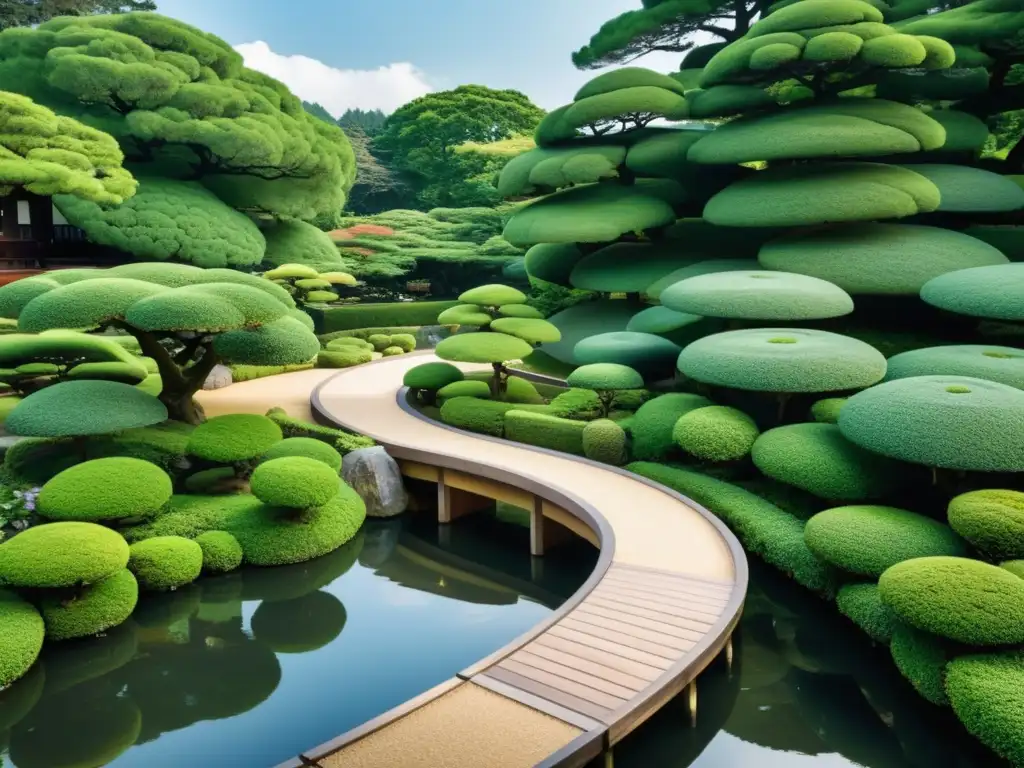 Una imagen 8k detalla el sereno paisaje del Jardín Kenrokuen en Kanazawa, Japón, capturando su belleza y estrategia samurai