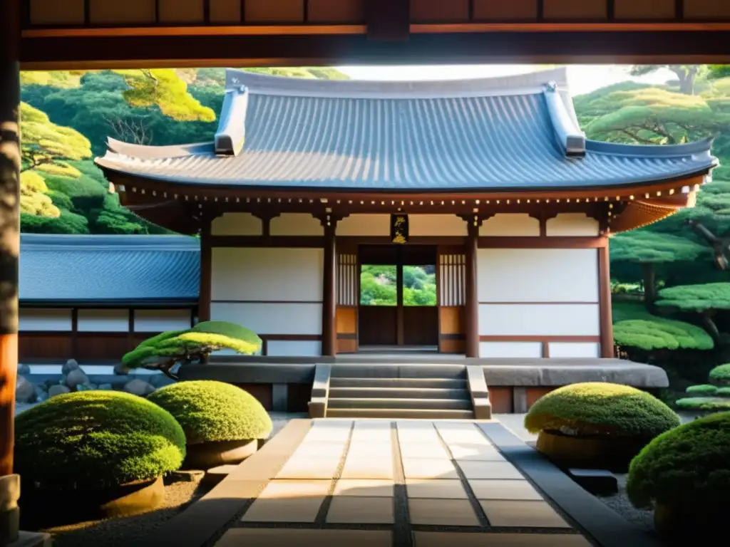 Imagen del tranquilo y antiguo Templo Kenchoji en Kamakura, Japón, un lugar clave del Código Bushido