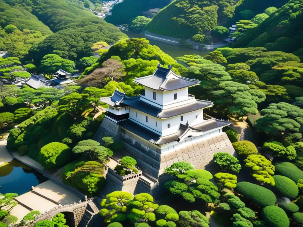 Imponente castillo de Himeji en Japón, con sus torres, murallas y arquitectura militar