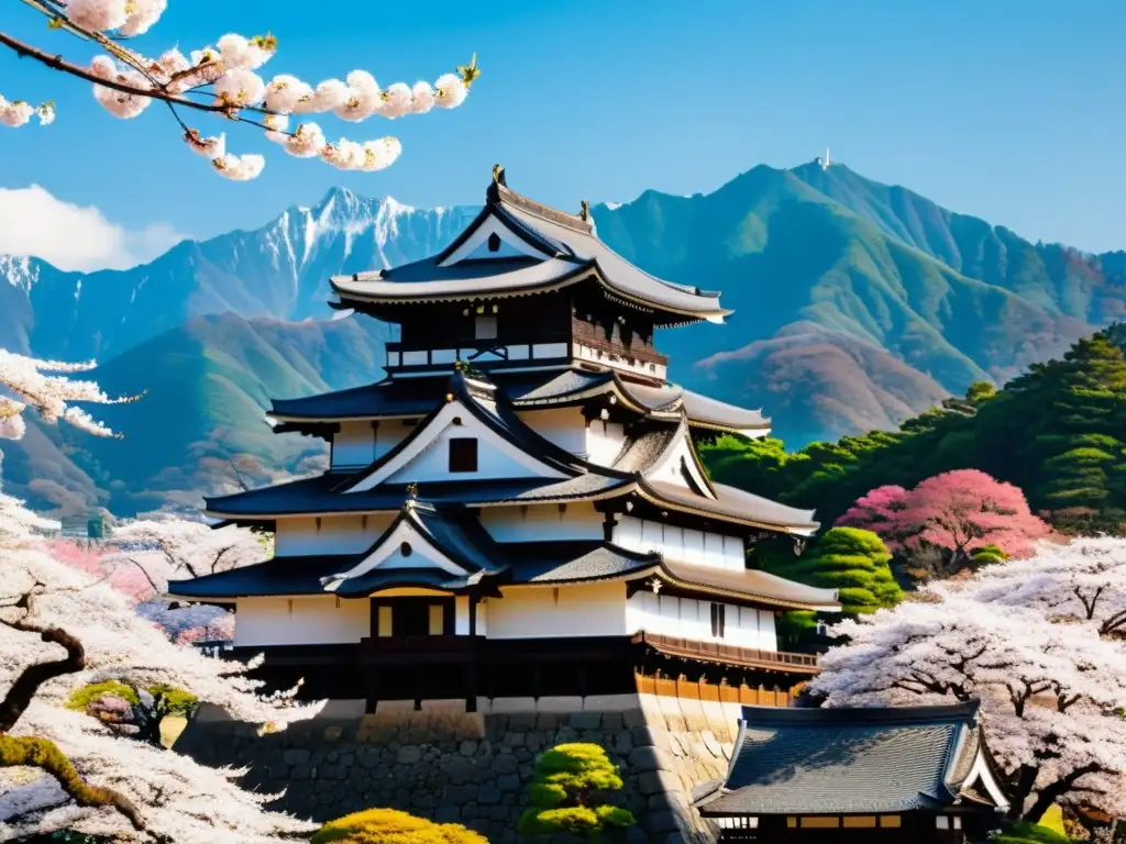 El imponente Castillo de Matsumoto, rodeado de cerezos en flor y los majestuosos Alpes Japoneses, evoca la historia de los samuráis