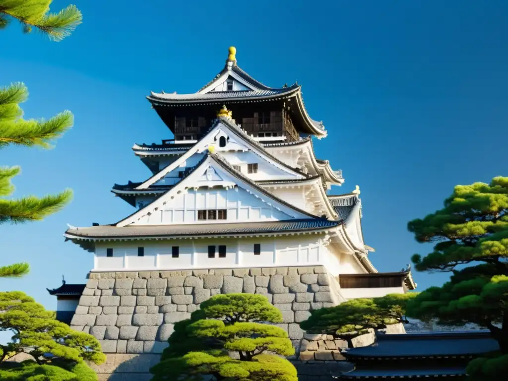 Imponente castillo samurái en Himeji, con detalles arquitectónicos y simbolismo oculto